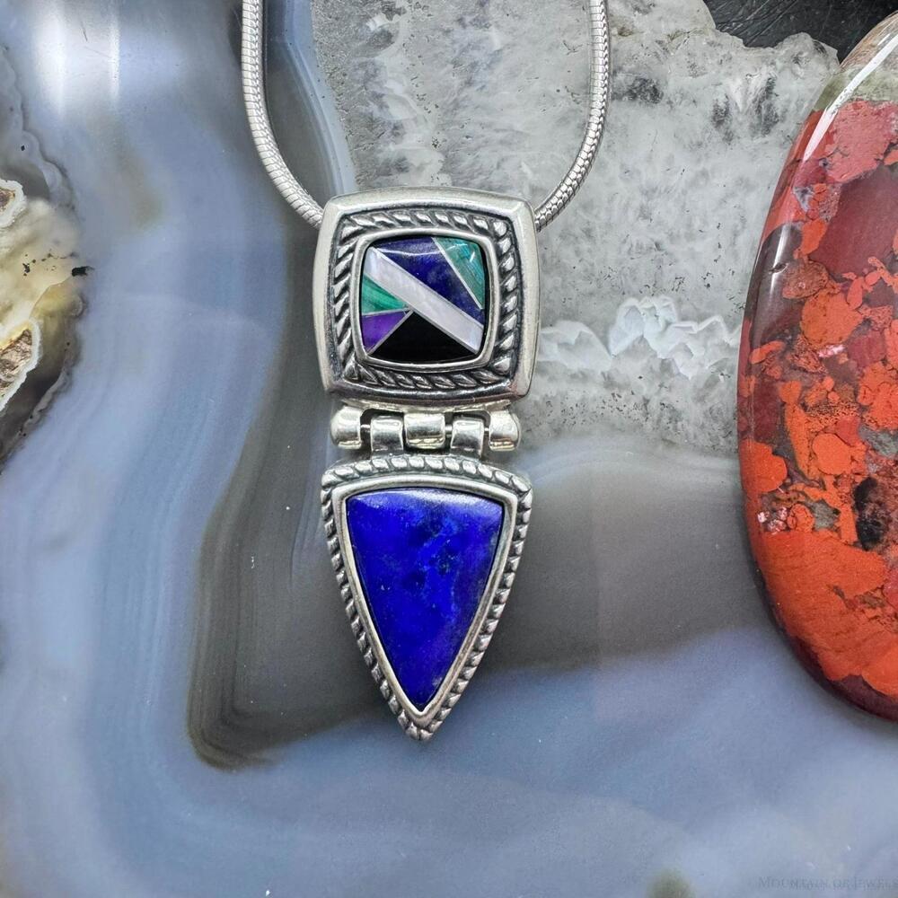 Carolyn Pollack Sterling Multistone Inlay & Lapis Pendant with 17" Necklace